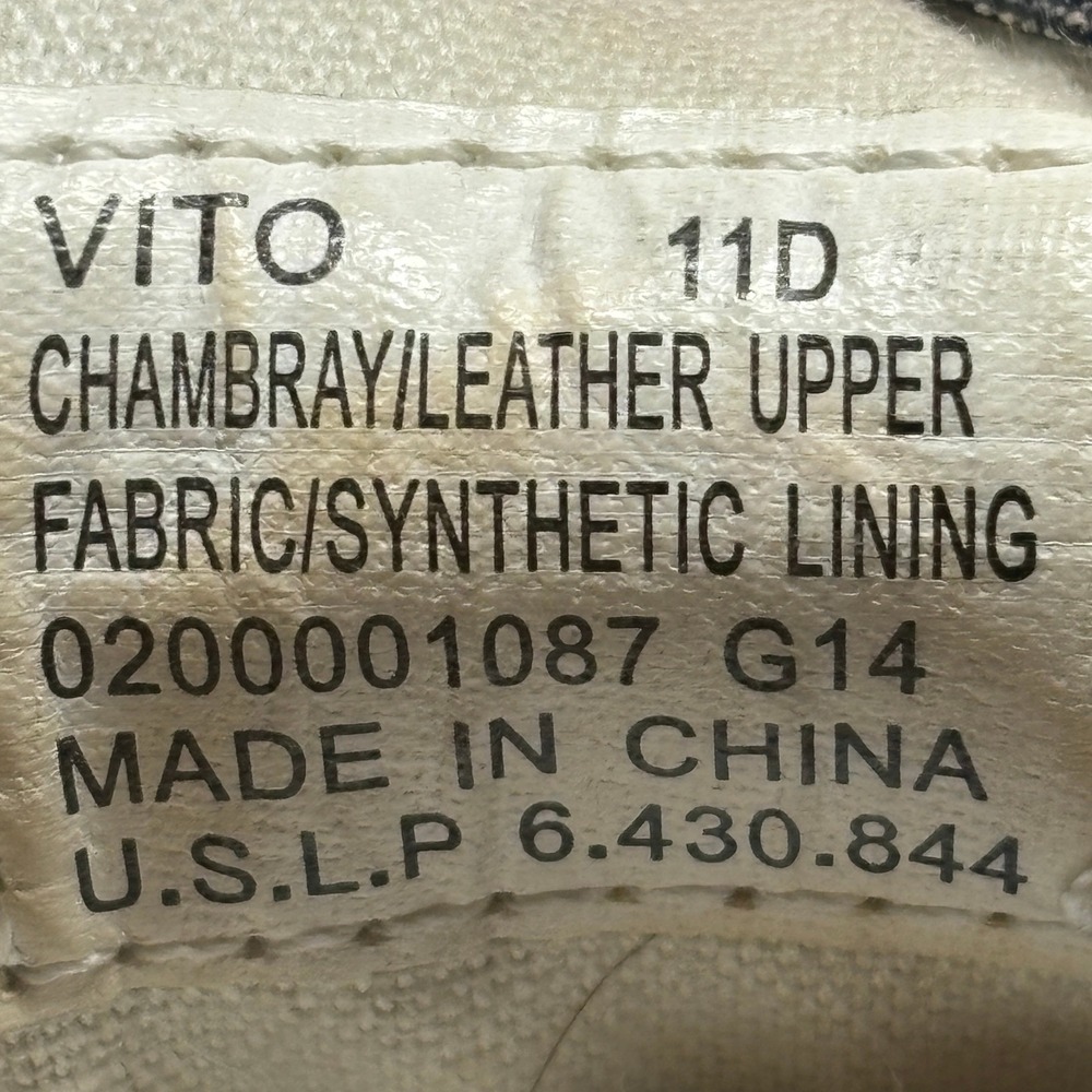 Polo Ralph Lauren Vito Mens 11D Grey Chambray Leather Trim Sneakers‎ Low Shoes - Picture 8 of 9